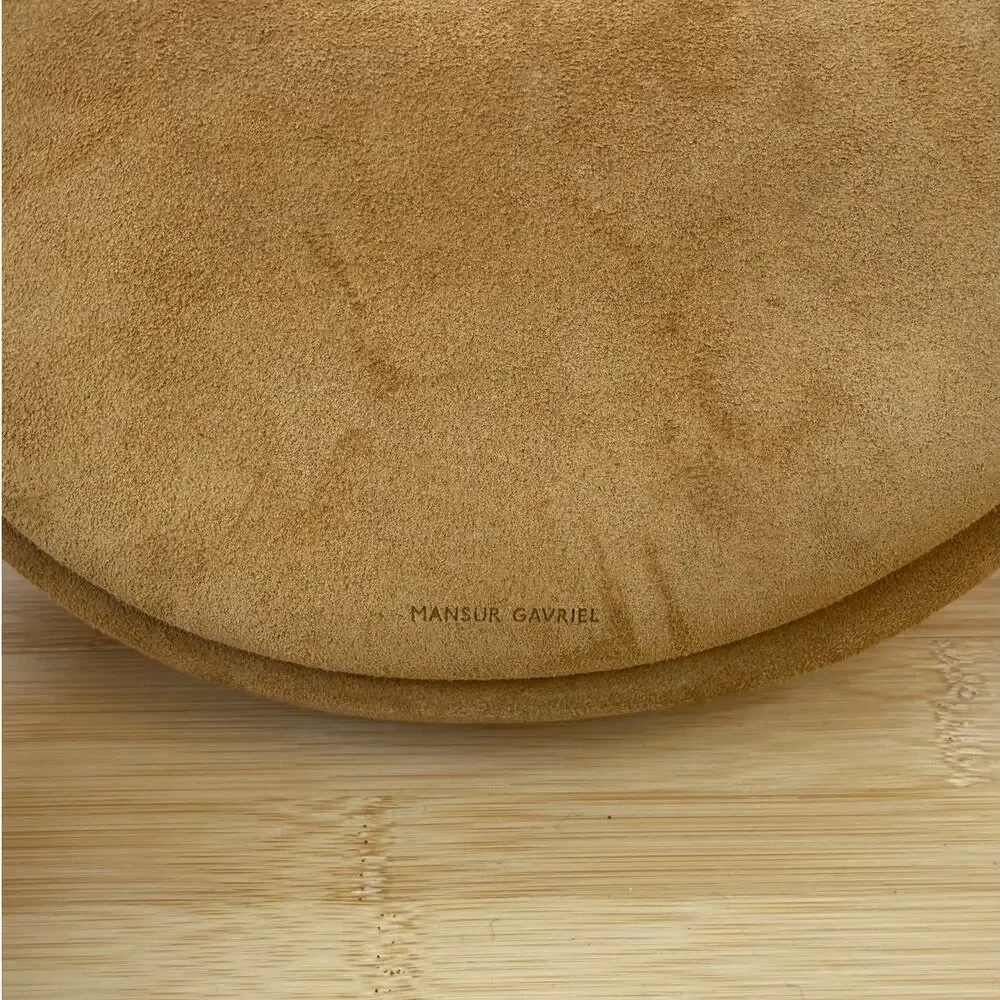 NWT Mansur Gavriel Moon Crossbody Sling Bag Caramel Suede Leather Crescent